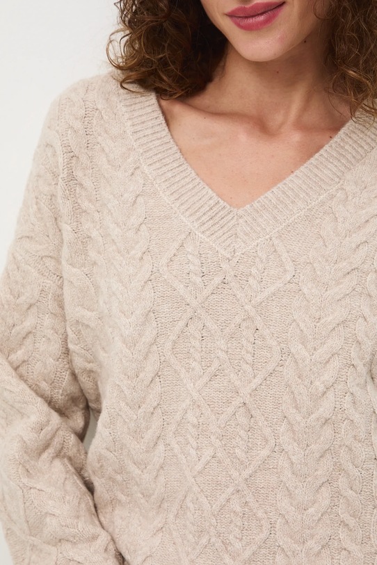 Sweter damski z warkoczowym splotem RW25-SWD073