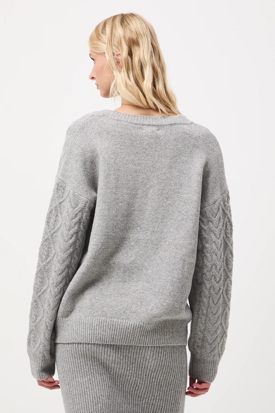 Odzież Sweter damski z warkoczowym splotem RW25-SWD073 szary