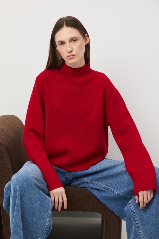 Sweter damski gładki pozostałe czerwony RW25-SWD0B0