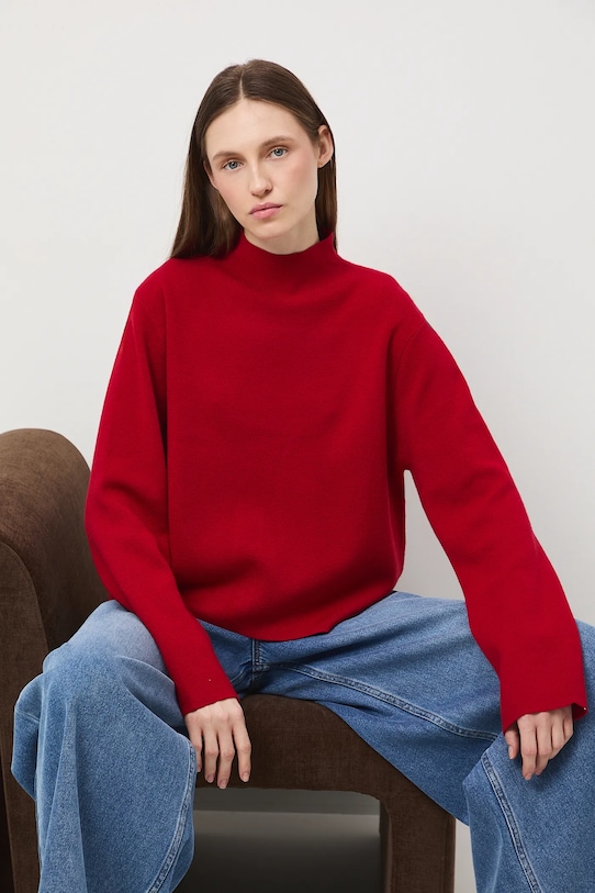 Sweter damski gładki pozostałe czerwony RW25-SWD0B0