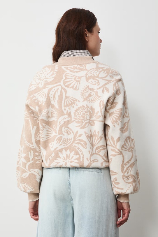 Odzież Kardigan damski wzorzysty RW25-SWD100 beżowy