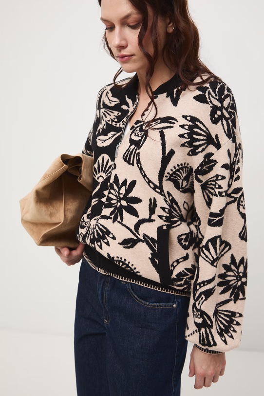 Medicine kardigán mintás fekete RW25-SWD100