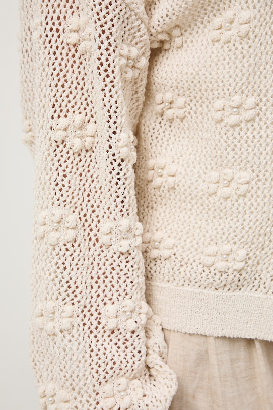 Kardigan damski ażurowy RW25.SWD104 beżowy