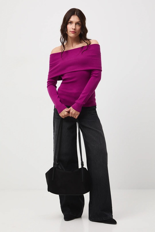 Sweter damski prążkowany RW25-SWD504 fioletowy RW25