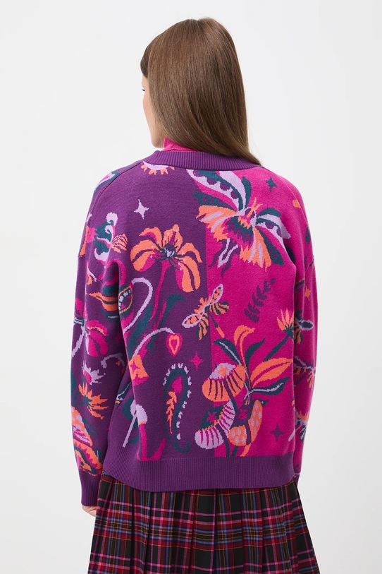 Odzież Kardigan damski żakardowy wzorzysty RW25-SWD602 multicolor