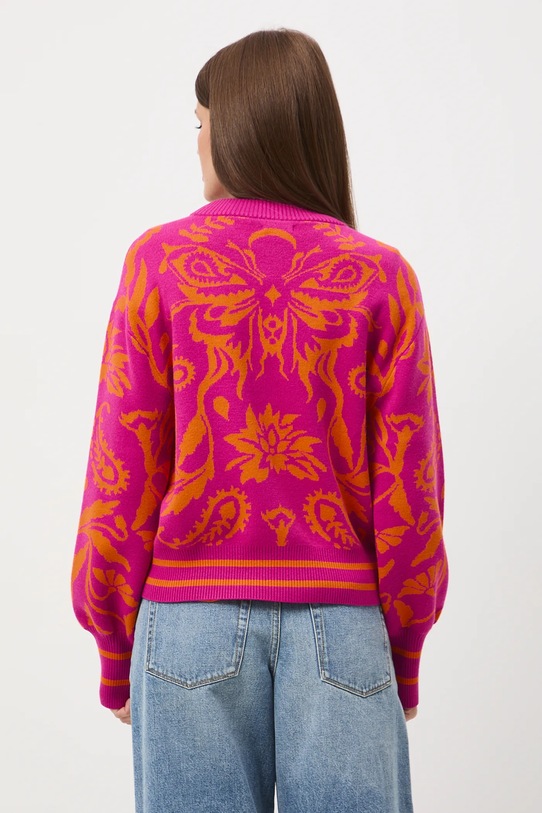 Odzież Sweter damski wzorzysty z wiskozą RW25-SWD603 pomarańczowy