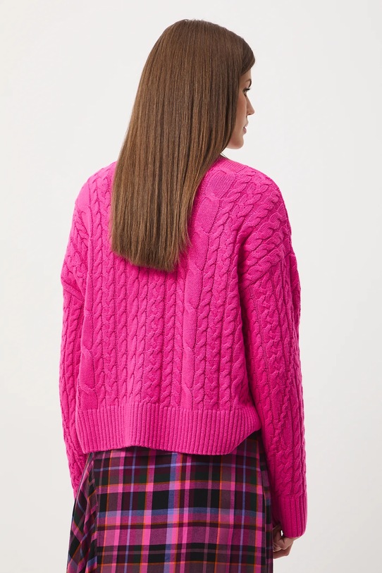 Odzież Sweter damski z warkoczowym splotem RW25-SWD609 różowy