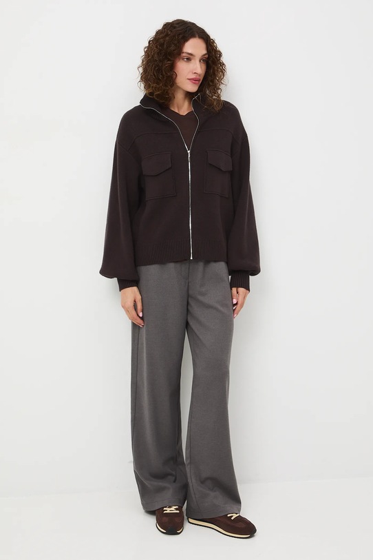 Sweter damski gładki z wiskozą RW25-SWD612 brązowy RW25