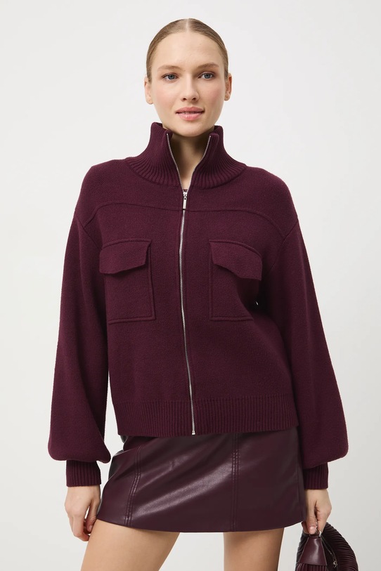 Sweter damski gładki z wiskozą RW25-SWD612 bordowy RW25