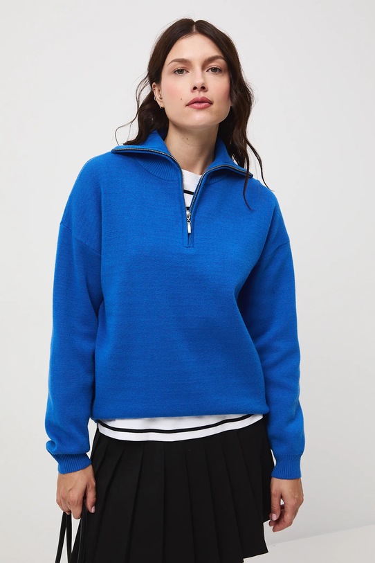 Sweter damski gładki z wiskozą pozostałe niebieski RW25-SWD613