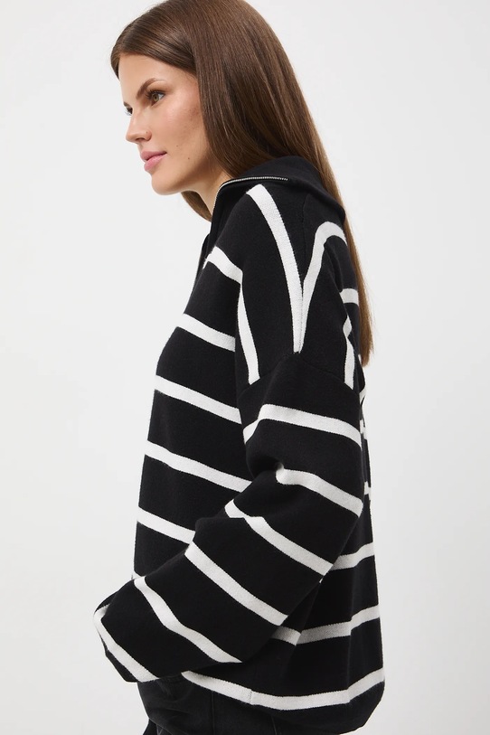 Sweter damski w pasy z wiskozą czarny RW25-SWD613