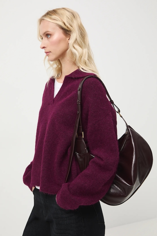 Medicine pulover dinlână de alpaca RW25-SWD700 burgundia RW25