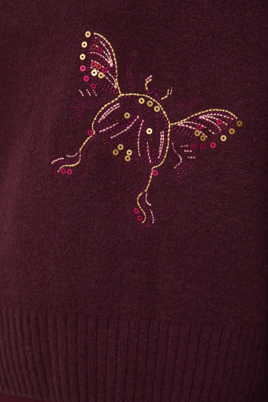 Medicine sweter z domieszką wełny RW25-SWD703 bordowy