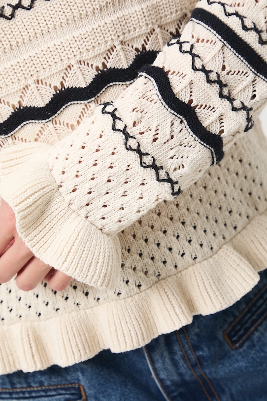 Sweter damski ażurowy RW25-SWD704 beżowy