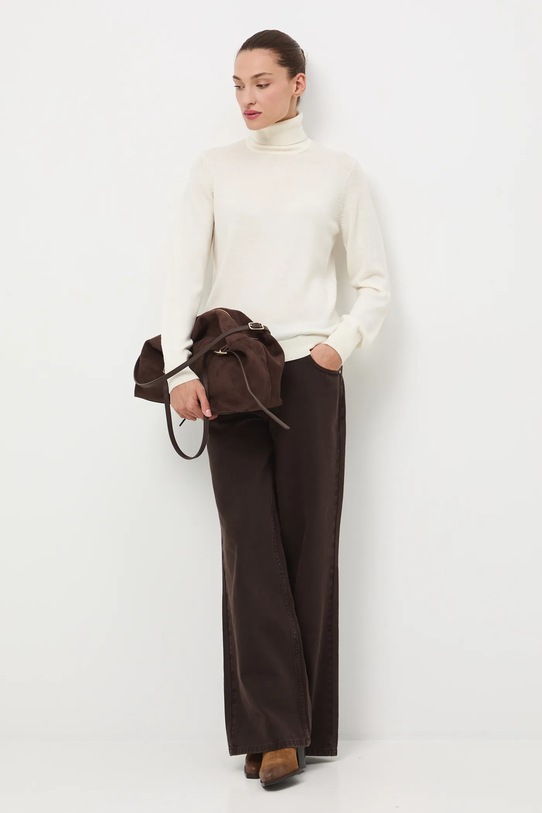 Medicine sweter z wełny merino RW25-SWD810 beżowy RW25