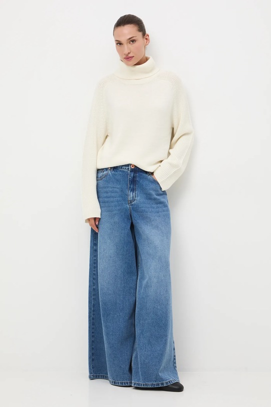 Medicine sweter z wełny merino RW25-SWD812 beżowy RW25