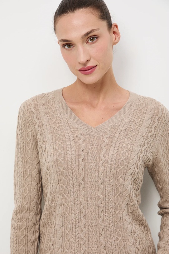 Medicine sweter z wełny merino beżowy RW25-SWD813