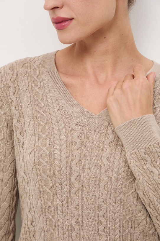 Medicine sweter z wełny merino RW25-SWD813 beżowy