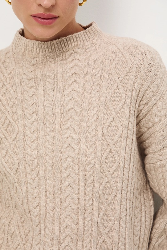 Sweter damski z warkoczowym splotem RW25-SWD817 beżowy