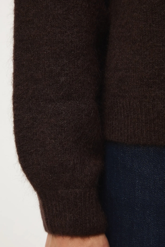 Sweter damski z moherem i wełną RW25-SWD820 brązowy