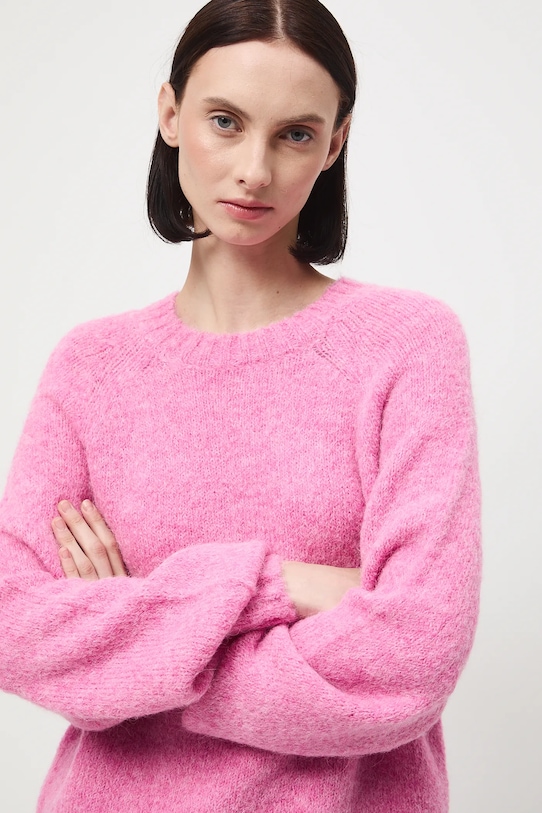 Medicine sweter z wełną alpaki RW25-SWD906 różowy