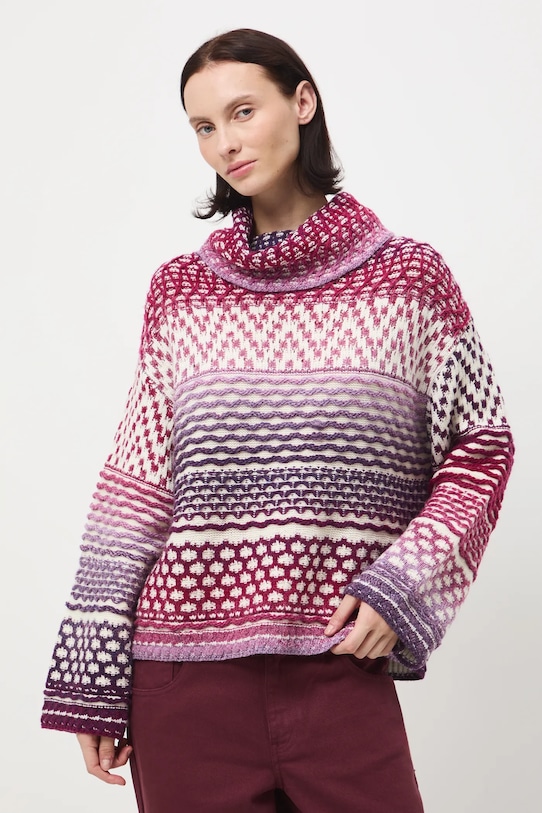 Medicine sweter z domieszką wełny oversize multicolor RW25-SWD913