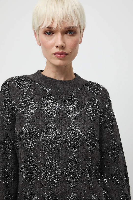 Medicine sweter z domieszką wełny szary RW25-SWDA03