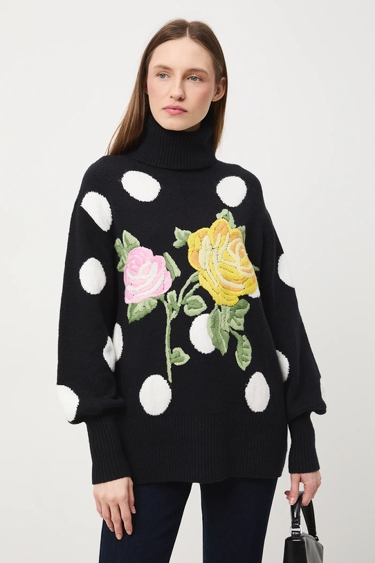 Medicine sweter z domieszką wełny RW25-SWDB14 czarny RW25