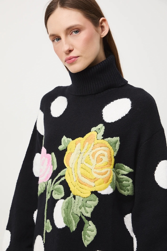 Medicine sweter z domieszką wełny czarny RW25-SWDB14