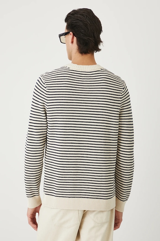Odzież Sweter męski w pasy z wiskozą RW25-SWM100 beżowy