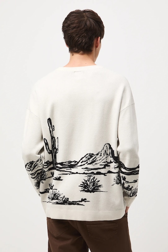 Odzież Sweter męski żakardowy wzorzysty RW25-SWM401 beżowy