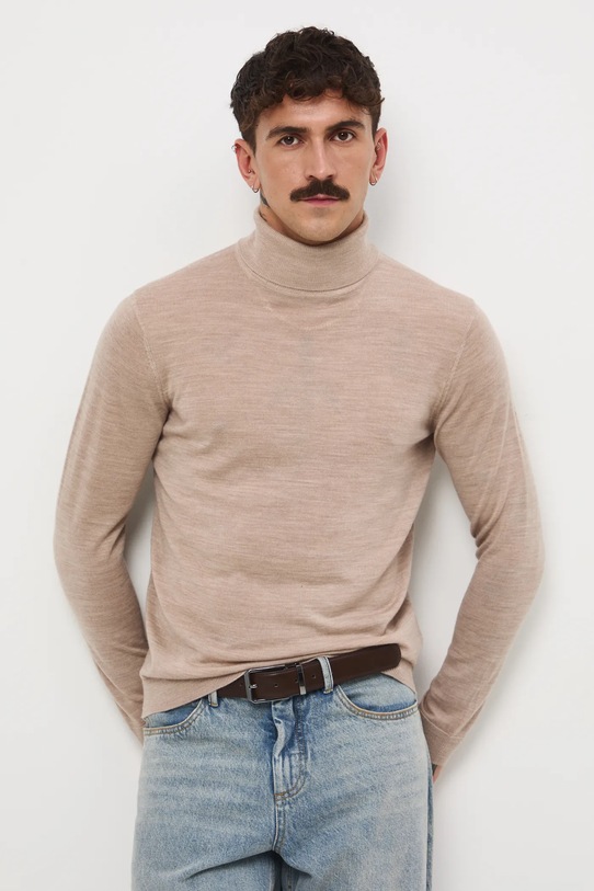 Medicine sweter z wełny merino slim beżowy RW25-SWM700