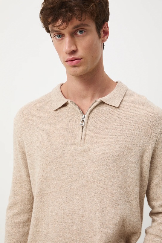 Sweter męski z wełną RW25-SWM705 beżowy