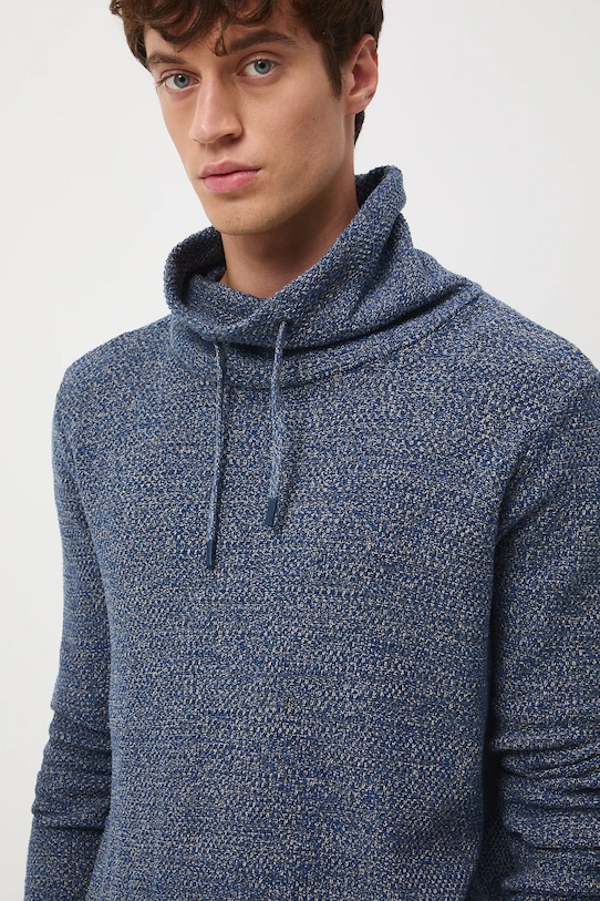 Sweter bawełniany męski melanżowy melanż niebieski RW25-SWM713