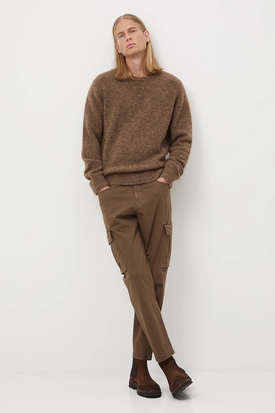 Doplňky Svetr pánský s alpakovou a ovčí vlnou RW25-SWM805 hnědá