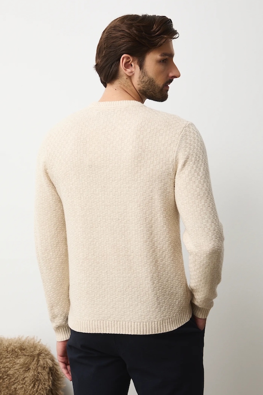 Oblečenie Sveter s prímesou vlny s textúrou RW25-SWMB11 béžová