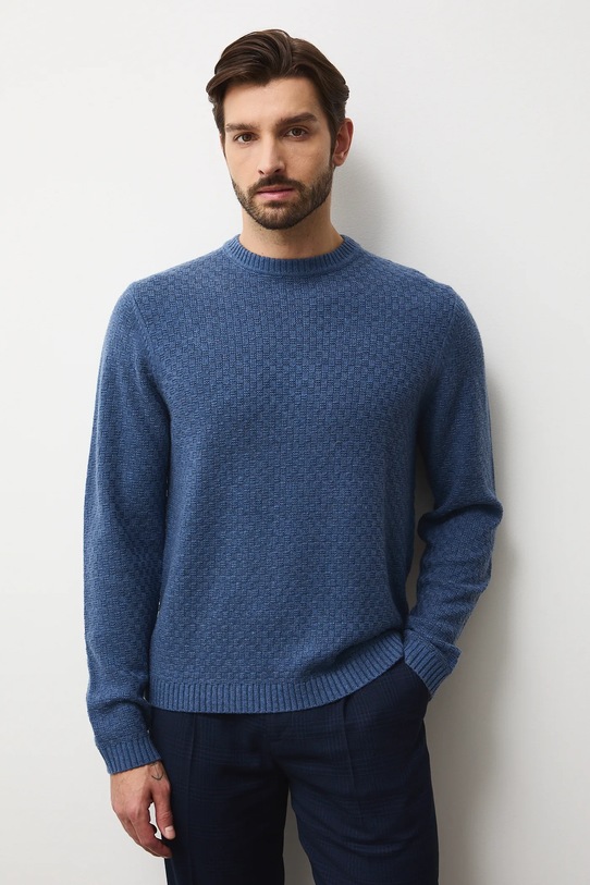 Sveter s prímesou vlny s textúrou RW25-SWMB11 modrá RW25