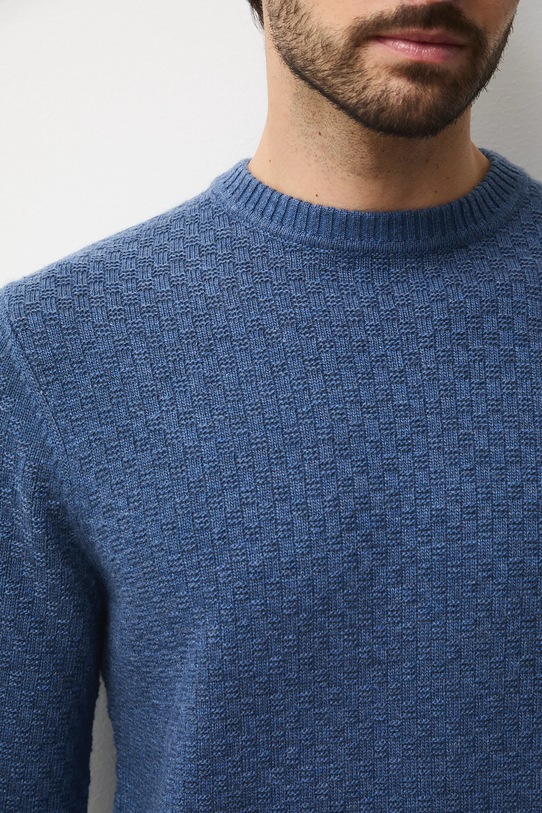 Sveter s prímesou vlny s textúrou RW25-SWMB11 modrá