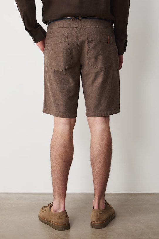 Oblečení Šortky s příměsí lnu pánské s páskem RW25-SZM101 hnědá