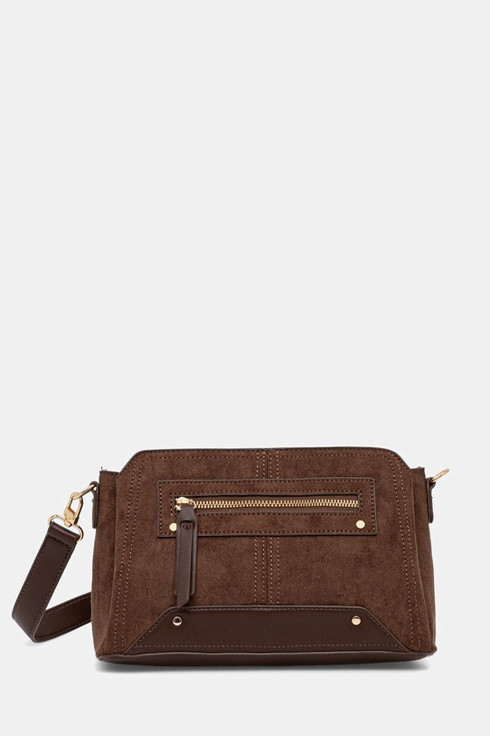 Torebka damska z imitacji zamszu i skóry ekologicznej imitacja skóry licowej brązowy RW25-TODA03