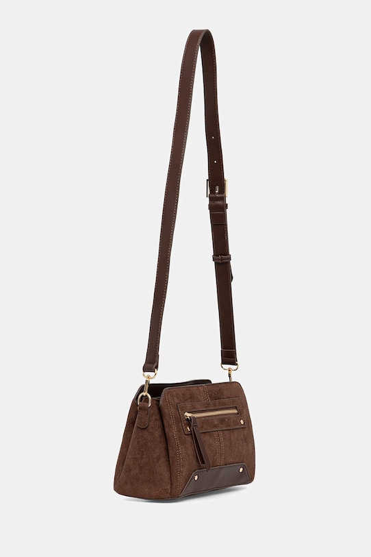 Torebka damska z imitacji zamszu i skóry ekologicznej RW25-TODA03 brązowy RW25