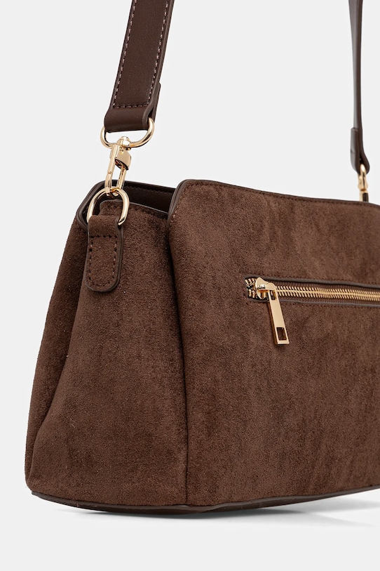 Torebka damska z imitacji zamszu i skóry ekologicznej brązowy RW25-TODA03