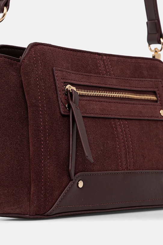 Torebka damska z imitacji zamszu i skóry ekologicznej bordowy RW25-TODA03