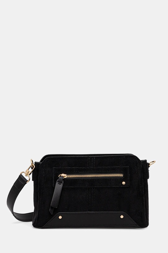 Torebka damska z imitacji zamszu i skóry ekologicznej imitacja skóry licowej czarny RW25-TODA03