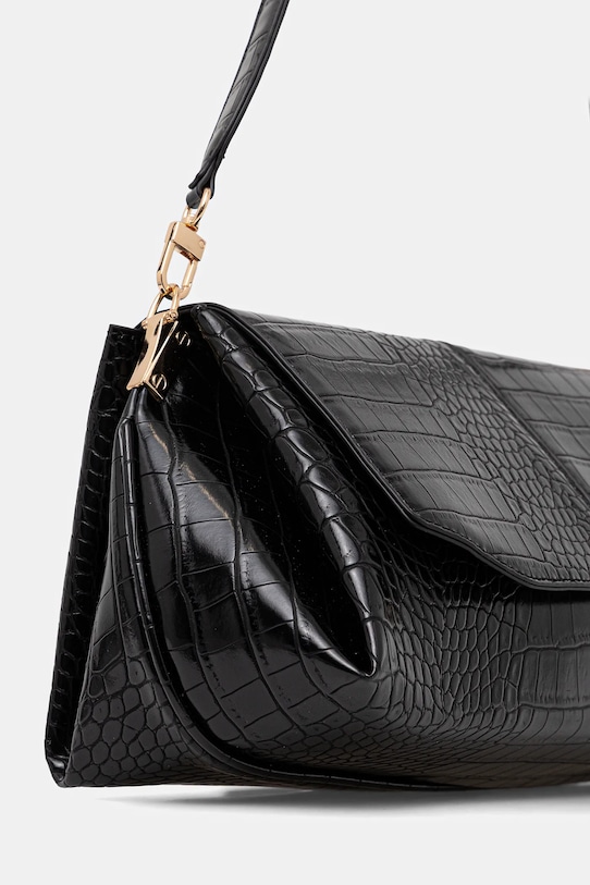 Torebka damska ze skóry ekologicznej z fakturą czarny RW25-TODA05