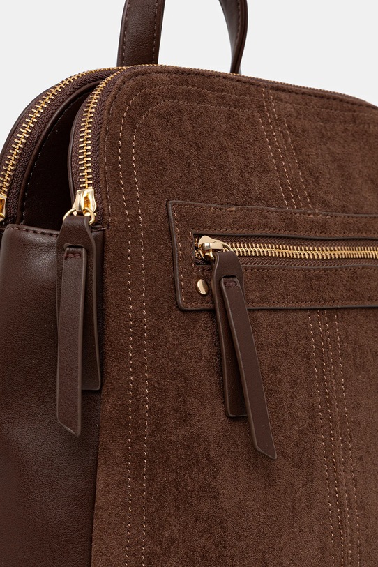 Plecak damski ze skóry ekologicznej i imitacji zamszu brązowy RW25-TPDA05