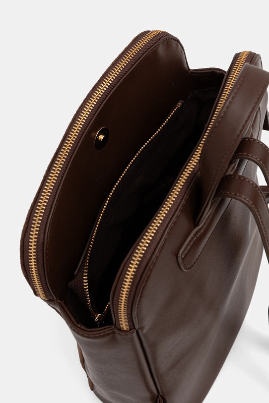 Plecak damski ze skóry ekologicznej i imitacji zamszu RW25-TPDA05 brązowy