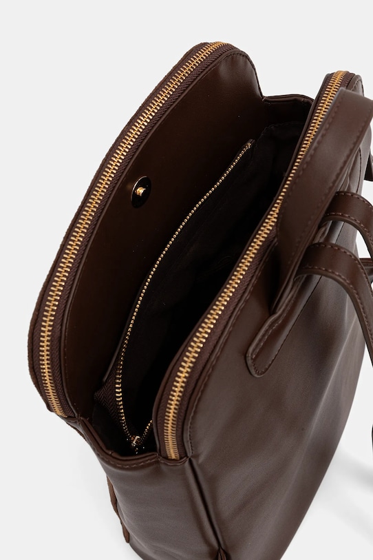 Plecak damski ze skóry ekologicznej i imitacji zamszu RW25-TPDA05 brązowy