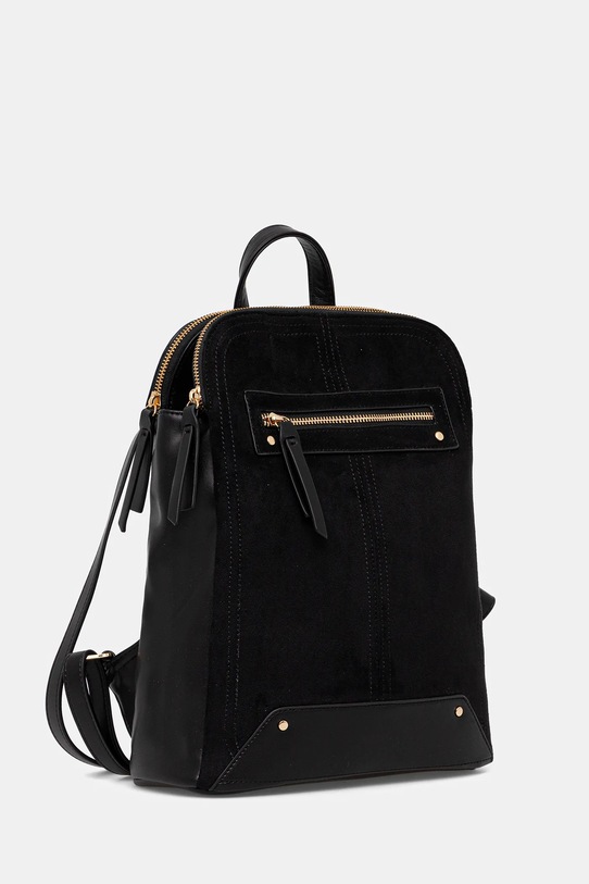 Plecak damski ze skóry ekologicznej i imitacji zamszu RW25-TPDA05 czarny RW25