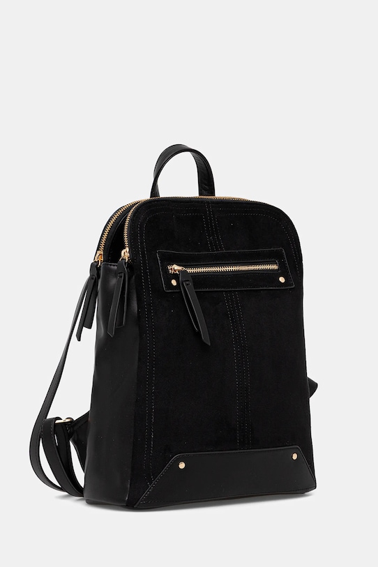 Plecak damski ze skóry ekologicznej i imitacji zamszu RW25-TPDA05 czarny RW25